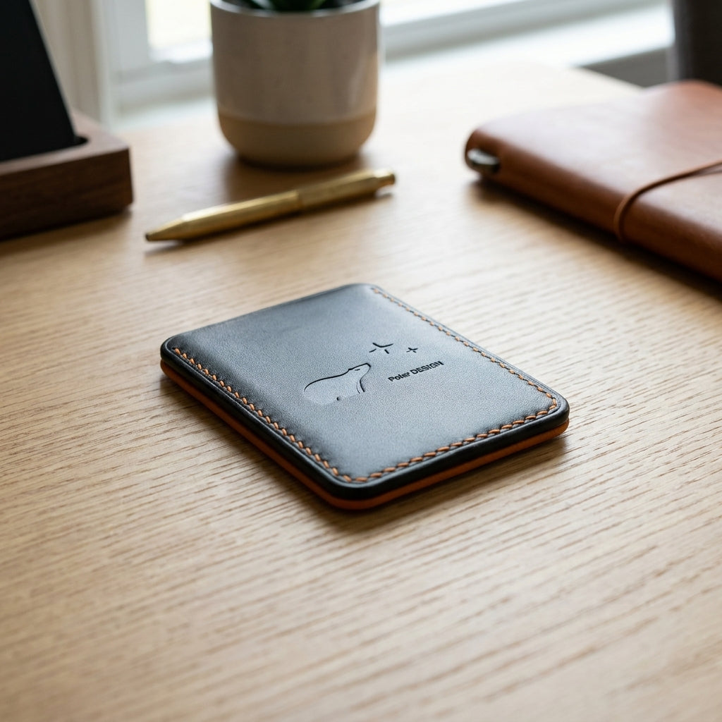 POCKET Card mini lifestyle — handmade leather card holder Made in Italy by Polar Design