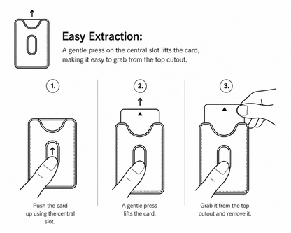 POCKET Card mini — card extraction instructions — handmade leather card holder by Polar Design Italy